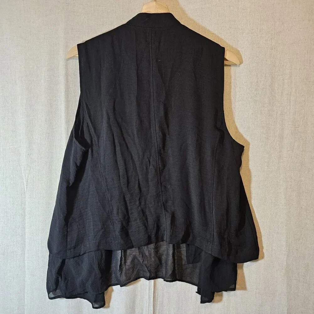 Chico's Black Layered Vest Open Front Exposed Zipper 2 = LARGE - Picture 8 of 9